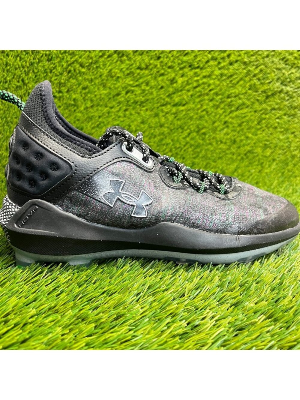 Under Armour Harper 8 Low ST Mens Size 7 Black White Running Baseball Cleats